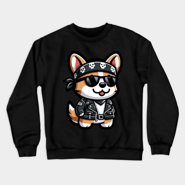 motorbike gang corgi Crewneck Sweatshirt by Ferdi Everywhere